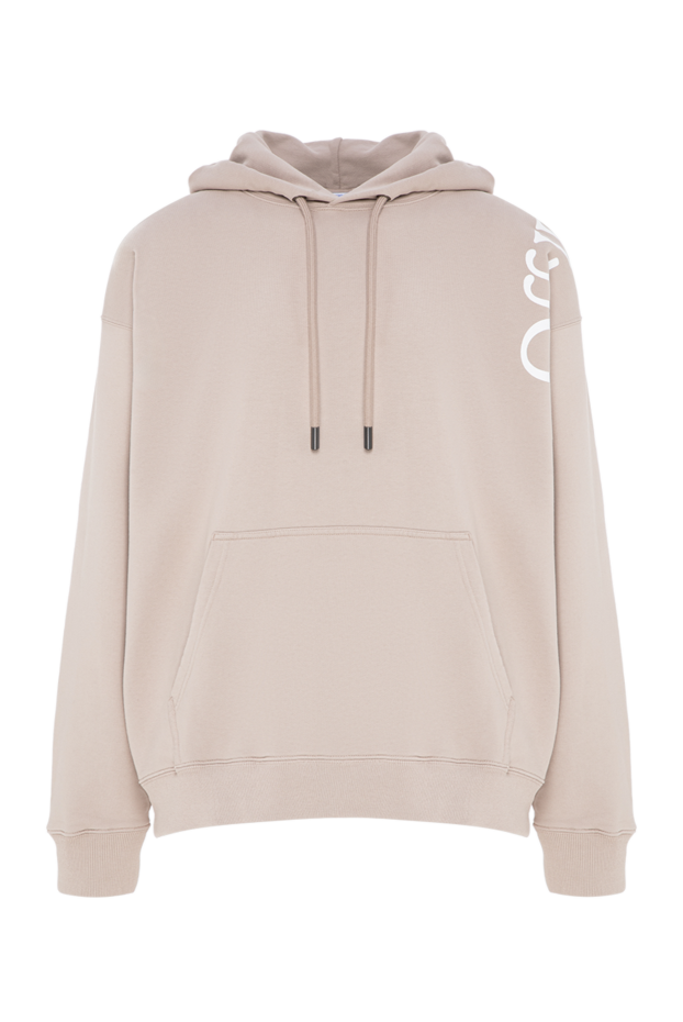 Off-White бежевое хлопковое худи со светлым принтом на плечевом шве 196646 - фото 1
