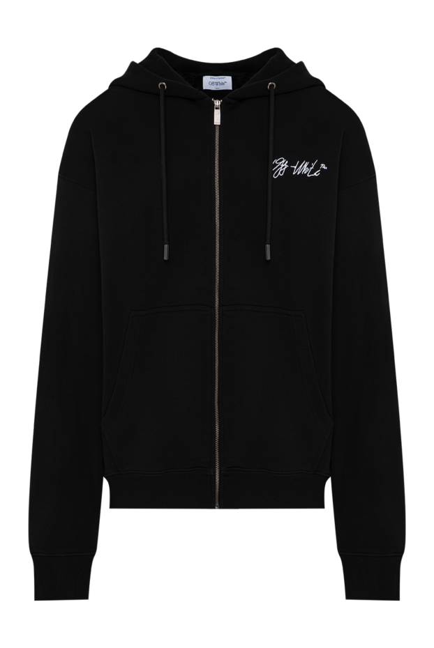 Off-White мужское черное зип-худи с фирменным рукописным логотипом 196647 - фото 1