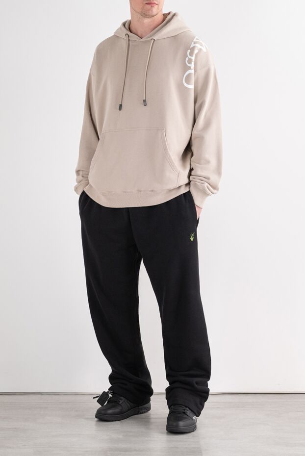 Off-White мужские черные брюки прямого фасона на кулиске из гладкого селективного хлопка 196648 - фото 2