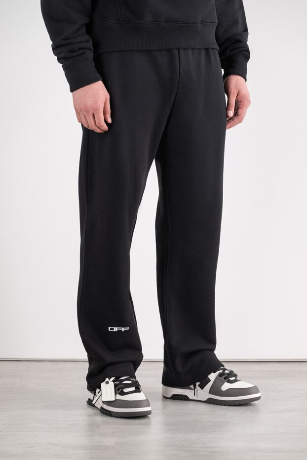 Off-White спортивные брюки прямого кроя с контрастной вышивкой и регулируемым поясом 196649 - фото 3