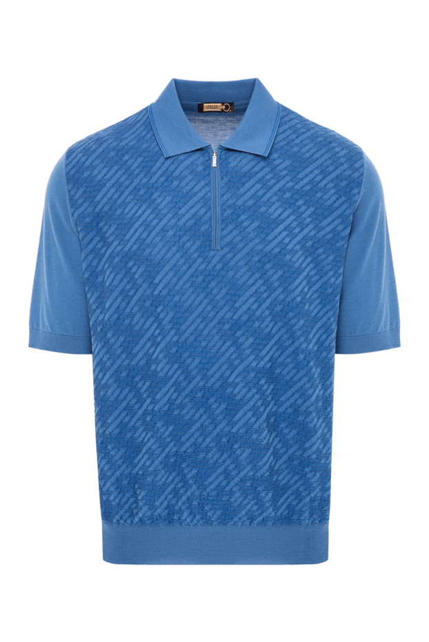 Zilli men's light blue jersey polo shirt with a textured jacquard pattern 196672 - photo 1