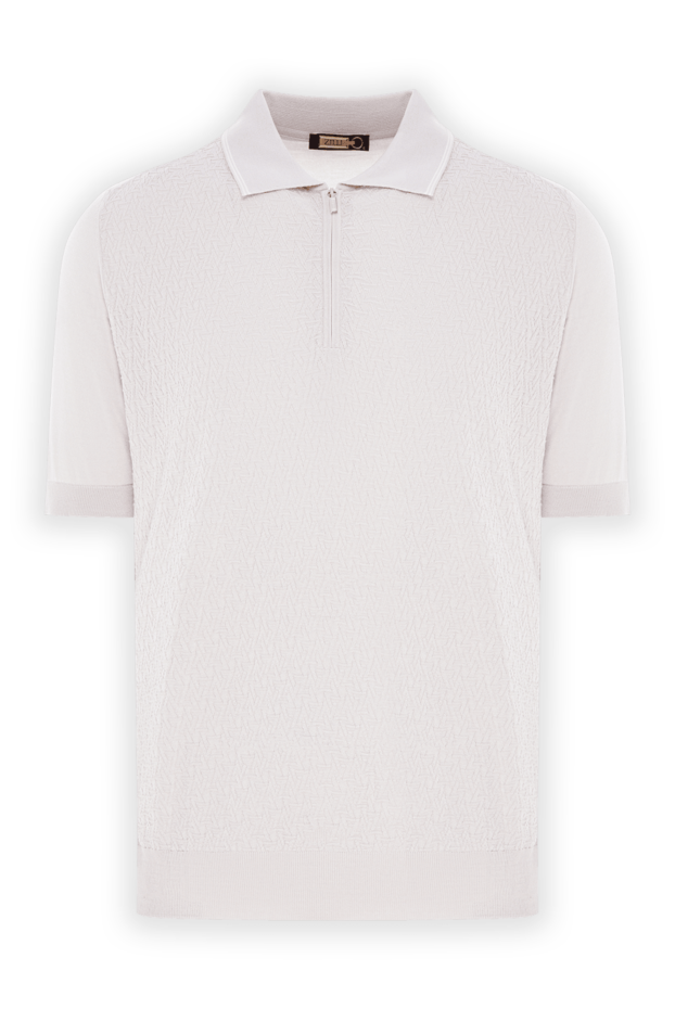 Zilli men's cream knit polo shirt with raised chevron pattern 196673 - photo 1