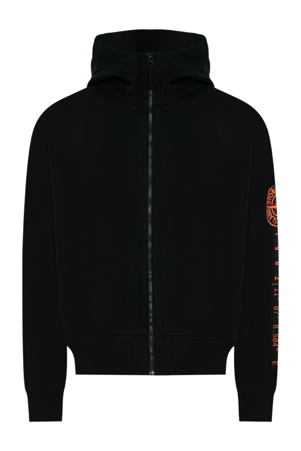 Stone Island спортивная кофта на молнии из хлопкового флиса с двухслойным капюшоном 196711 - фото 1