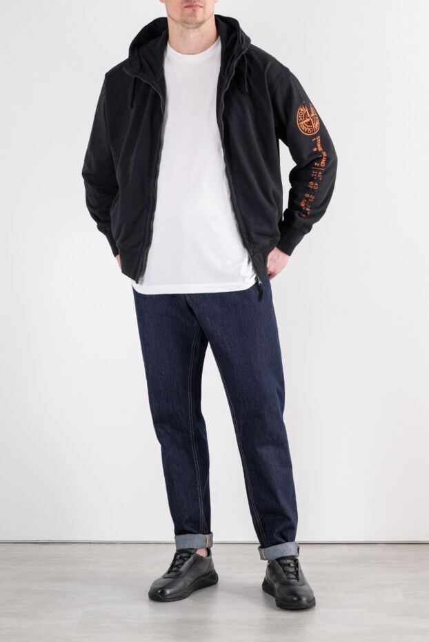 Stone Island спортивная кофта на молнии из хлопкового флиса с двухслойным капюшоном 196711 - фото 2
