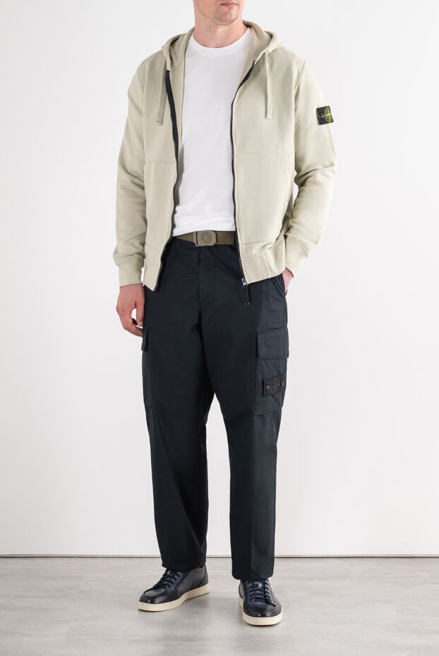 Stone Island мужская толстовка на молнии с капюшоном в бежевом цвете 196715 - фото 2