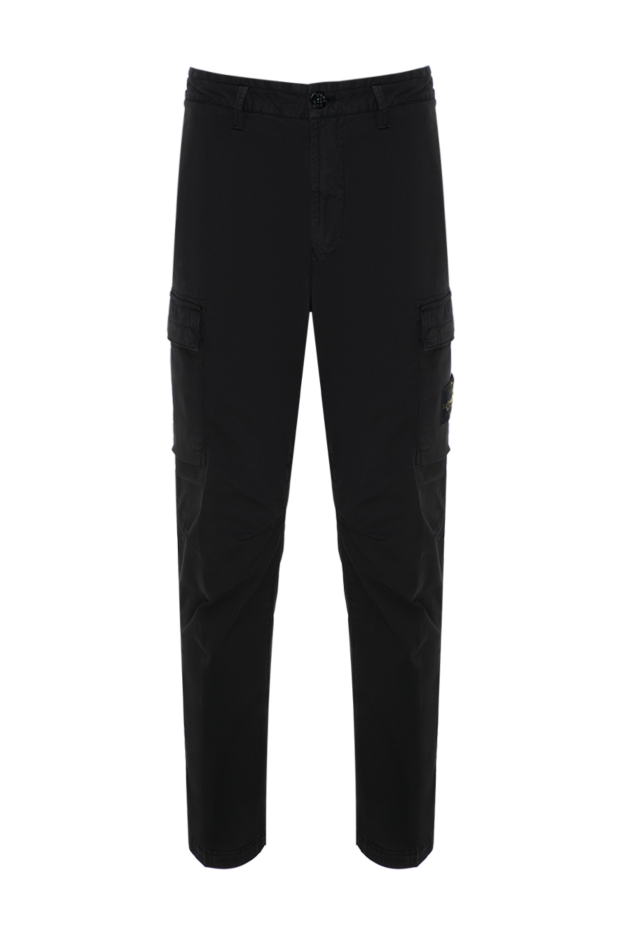 Stone Island мужские черные брюки-карго из плотного фактурного хлопка 196716 - фото 1