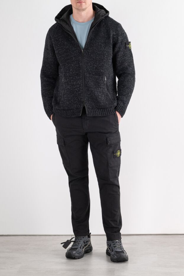 Stone Island мужские черные брюки-карго из плотного фактурного хлопка 196716 - фото 2