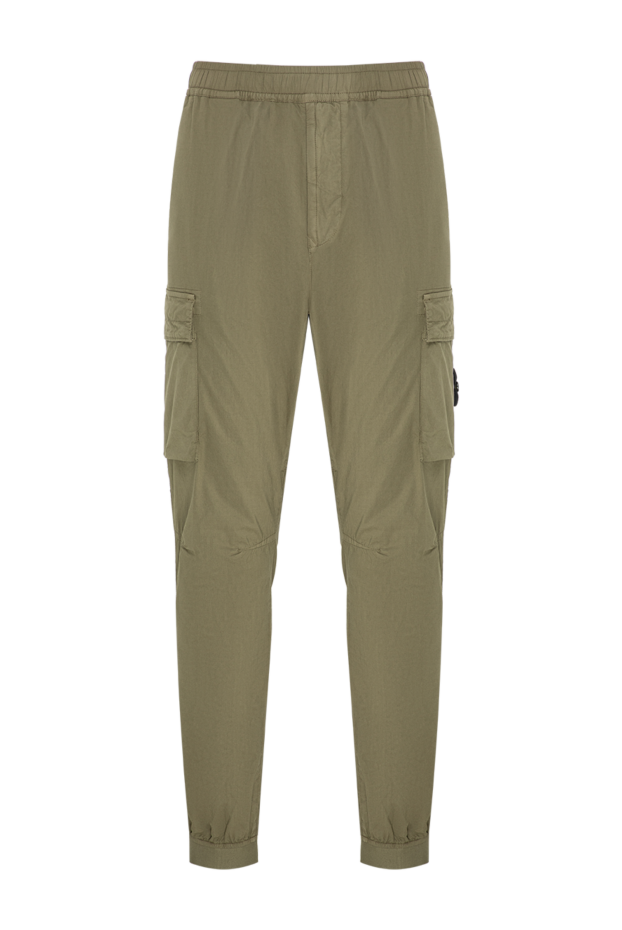 Stone Island мужские брюки-карго цвета хаки на эластичных манжетах 196726 - фото 1