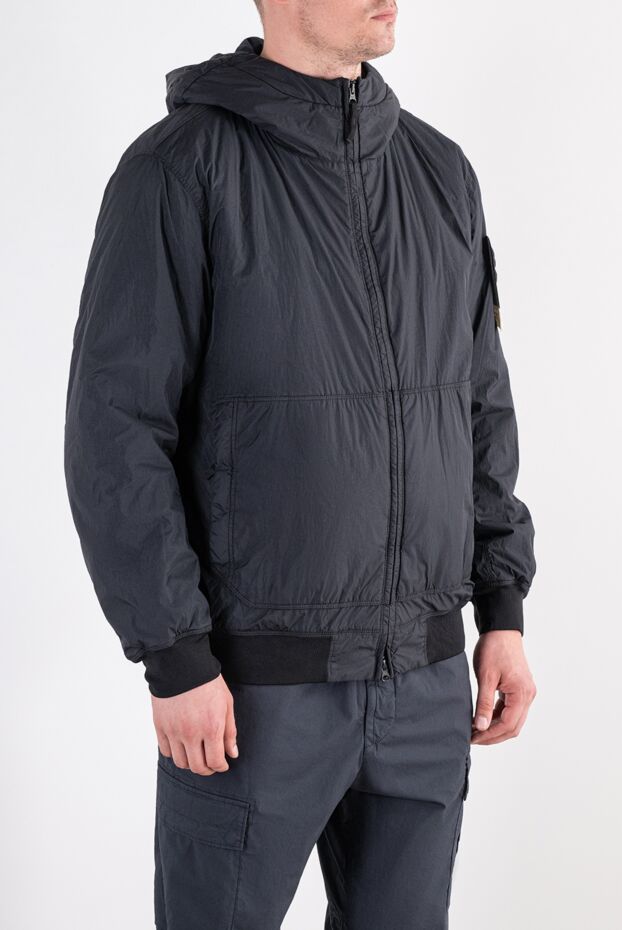 Stone Island dark blue bomber jacket made of technical, wear-resistant nylon with a hood 196734 - photo 3
