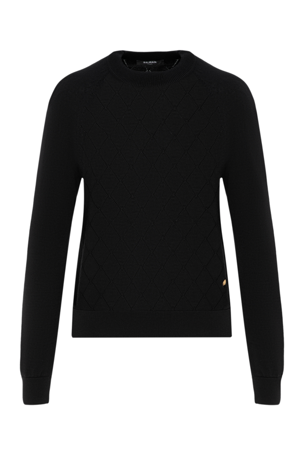 Balmain black knitted jumper with raised diamonds and gold detail 196742 - photo 1