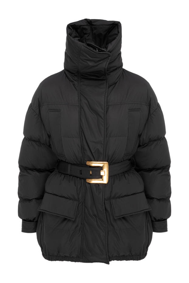 Balmain black oversized down jacket with a wide belt and a gold buckle 196744 - photo 1