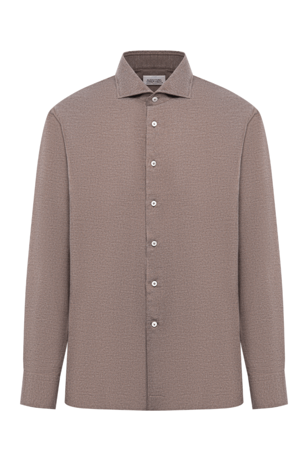 Alessandro Gherardi brown stretch cotton jersey shirt with a notched collar 196757 - photo 1