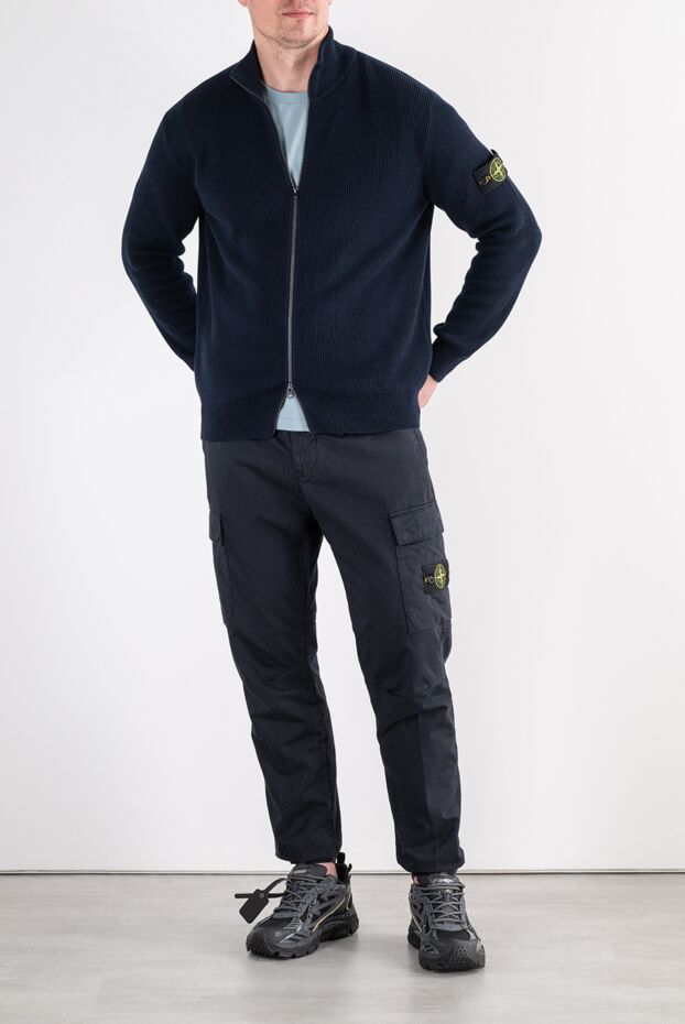 Stone Island мужские темно-синие брюки-карго с эластичными манжетами 196764 - фото 2