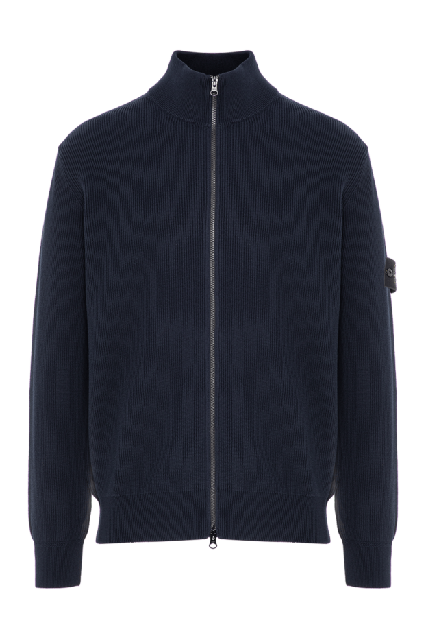 Stone Island dark blue men's cotton cardigan with a zipper 196766 - photo 1