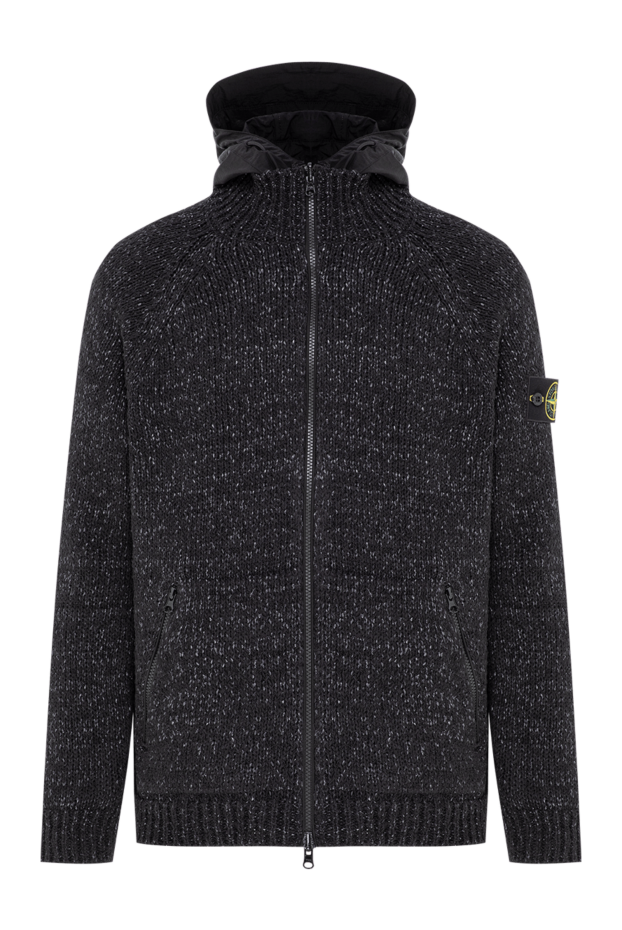 Stone Island black men's knitted cardigan with a hood 196768 - photo 1