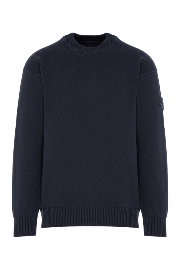 Stone Island blue cotton and cashmere knitted crew neck sweater 196774 - photo 1