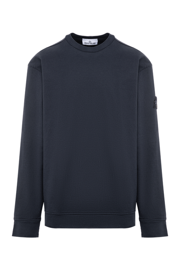 Blue cotton sweatshirt with a monochrome compass patch from the Ghost Piece line - photo 1