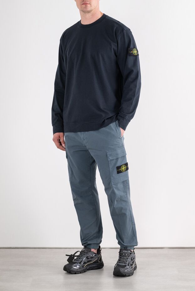 Blue cotton sweatshirt with a monochrome compass patch from the Ghost Piece line - photo 2