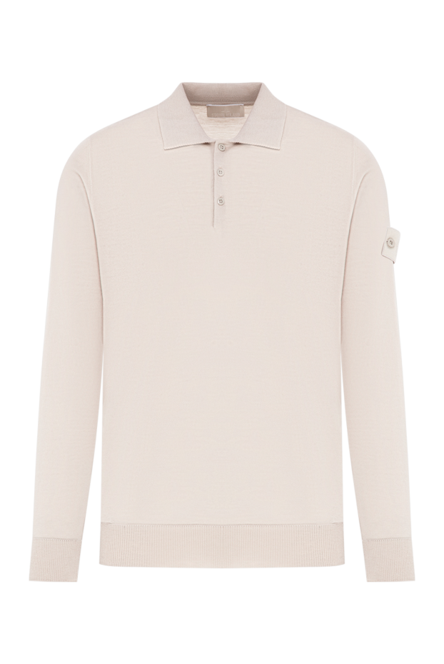 Stone Island трикотажный поло с длинным рукавом в бежевом цвете 196784 - фото 1