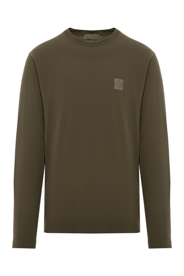Olive cotton long sleeve t-shirt with a miniature matte compass logo - photo 1