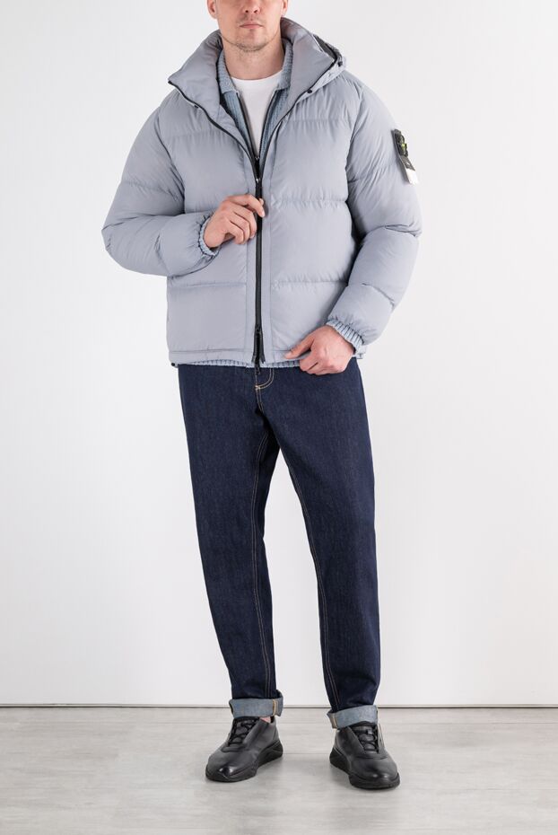 Stone Island пуховая куртка из износостойкого нейлона cordura серо-голубого цвета 196801 - фото 2