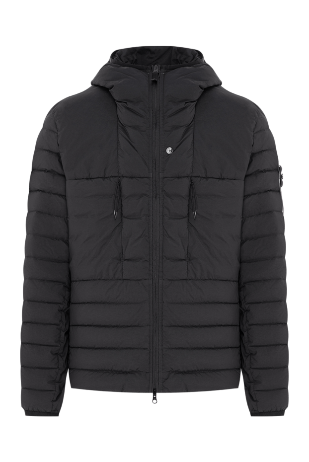 Stone Island черный стеганый пуховик с капюшоном и нагрудными карманами на молнии 196806 - фото 1