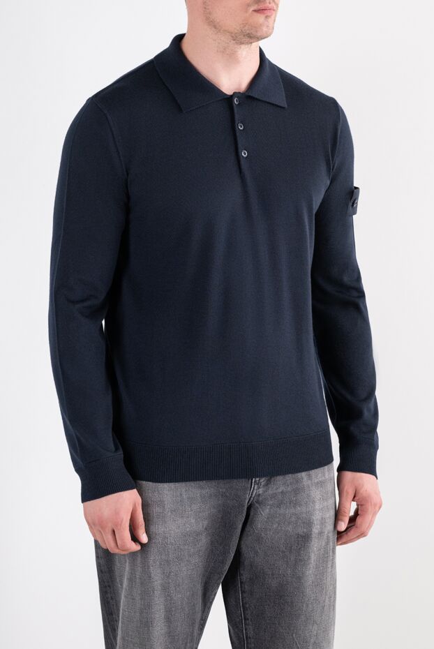 Stone Island синее шерстяное поло с длинным рукавом линейки stone island ghost 196809 - фото 3