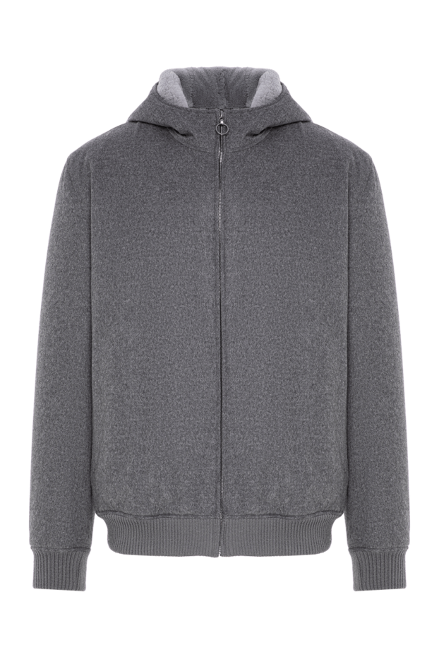 Seraphin gray knitted jacket with a zip-up closure, hidden fur lining and a comfortable hood 196813 - photo 1
