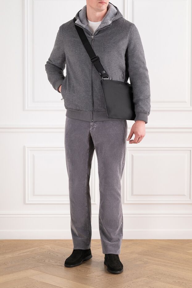 Seraphin gray knitted jacket with a zip-up closure, hidden fur lining and a comfortable hood 196813 - photo 2