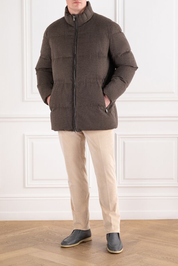 Corneliani chocolate-colored quilted cashmere down jacket with a stand-up collar 196814 - photo 2