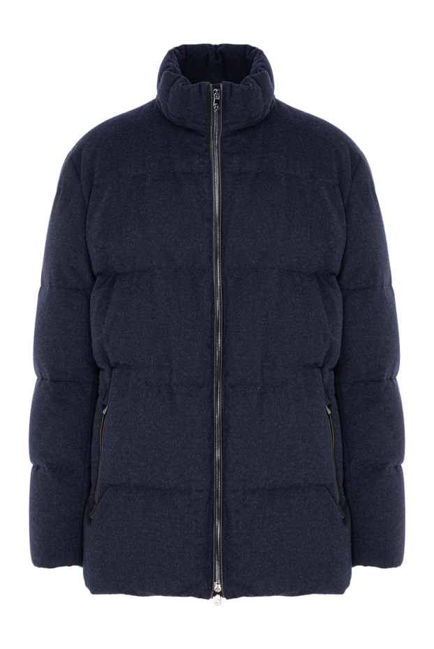 Corneliani dark blue quilted down jacket made of the softest italian cashmere with a stand-up collar 196815 - photo 1