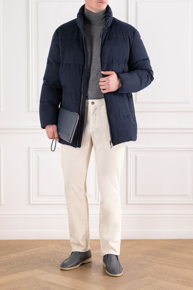 Corneliani dark blue quilted down jacket made of the softest italian cashmere with a stand-up collar 196815 - photo 2