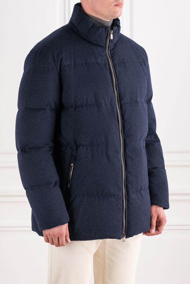 Corneliani dark blue quilted down jacket made of the softest italian cashmere with a stand-up collar 196815 - photo 3