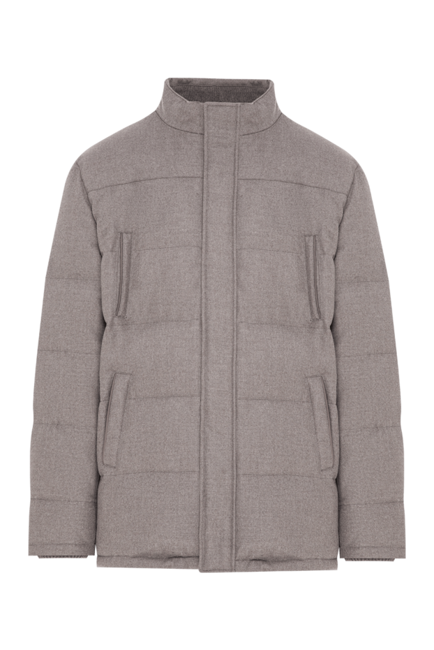 Enrico Mandelli quilted wool and cashmere jacket in taupe with a high collar 196819 - photo 1