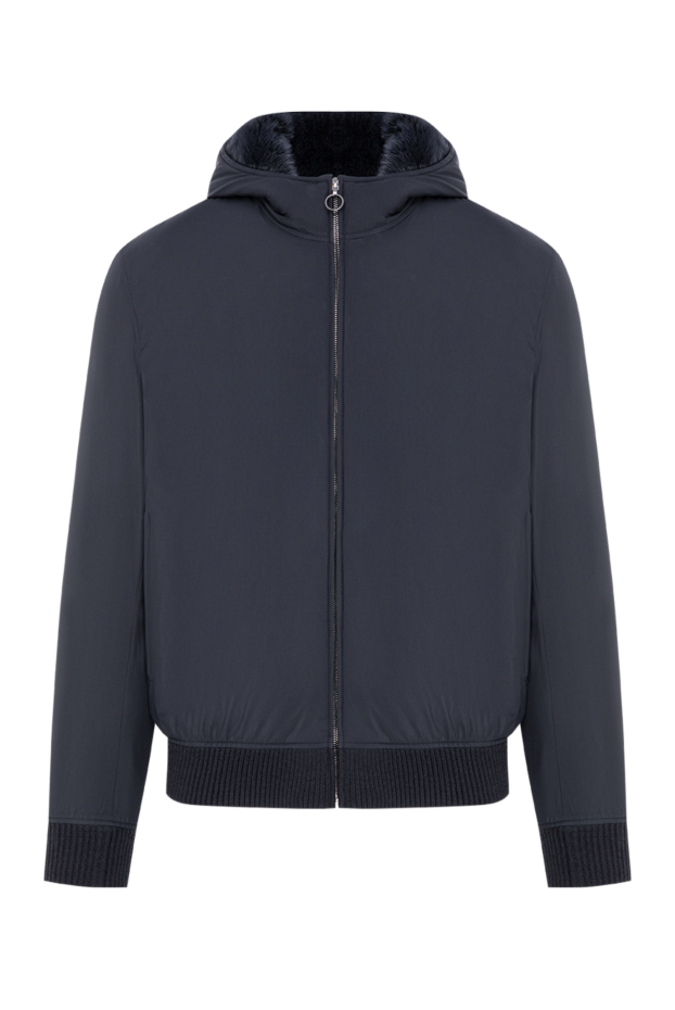 Seraphin men's blue bomber jacket with a fur-lined hood 196825 - photo 1