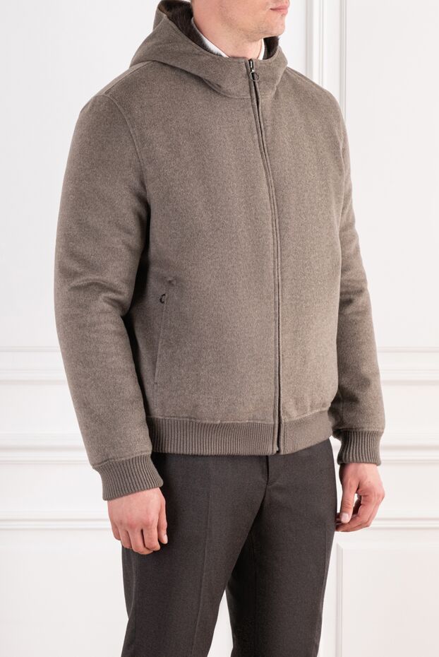 Seraphin beige men's cashmere bomber jacket with fur 196826 - photo 2