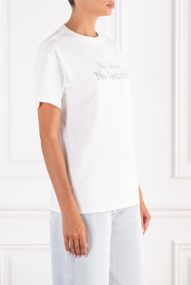 Dior текстуралы мәтін басылымы бар кең ақ футболка 196873 - фото 3