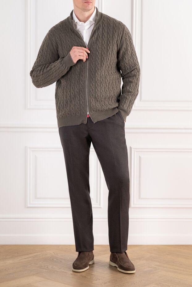 Kiton textured brown cashmere cardigan with a zipper 196889 - photo 2