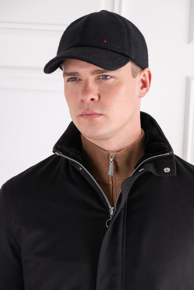 Kiton black cashmere baseball cap with embroidery and signature dot 196891 - photo 2