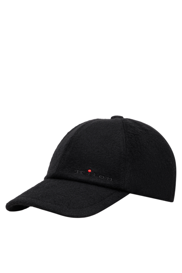 Kiton black cashmere baseball cap with embroidery and signature dot 196891 - photo 3