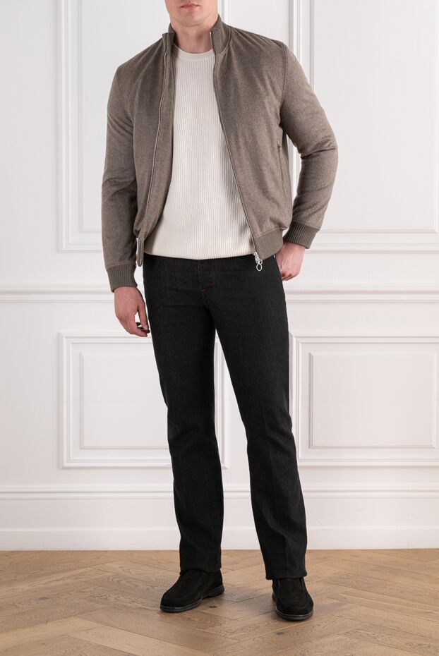Seraphin brown bomber jacket made of premium cashmere with crocodile leather trim 197055 - photo 2