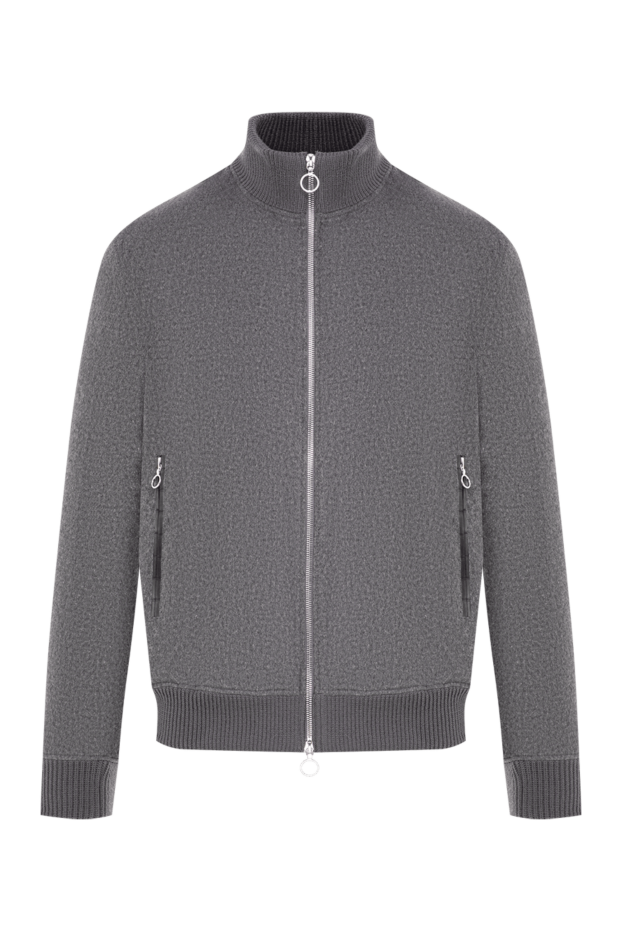 Seraphin grey premium cashmere bomber jacket with crocodile leather trim 197057 - photo 1