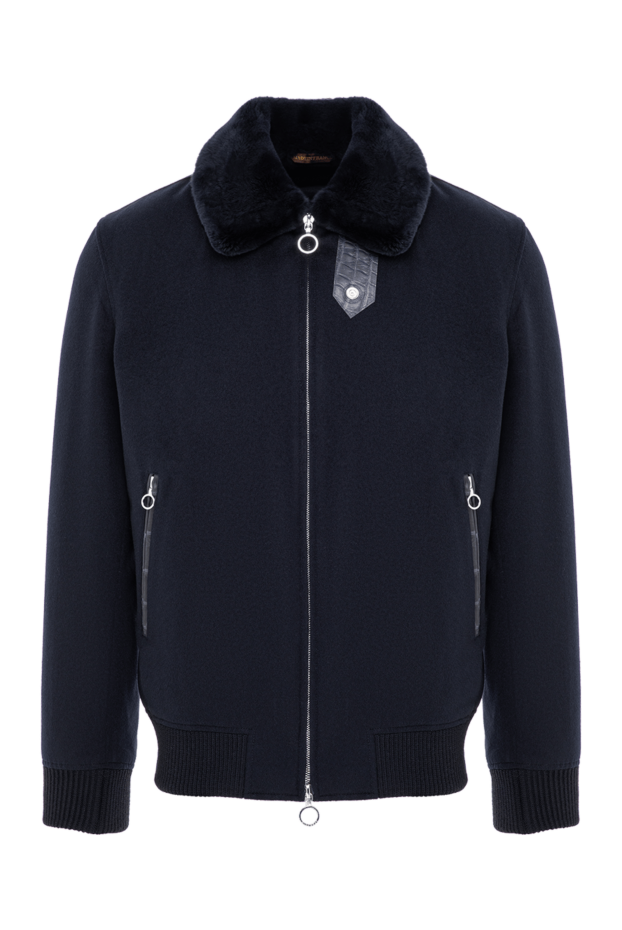 Seraphin blue insulated cashmere bomber jacket with fur and crocodile skin details 197058 - photo 1