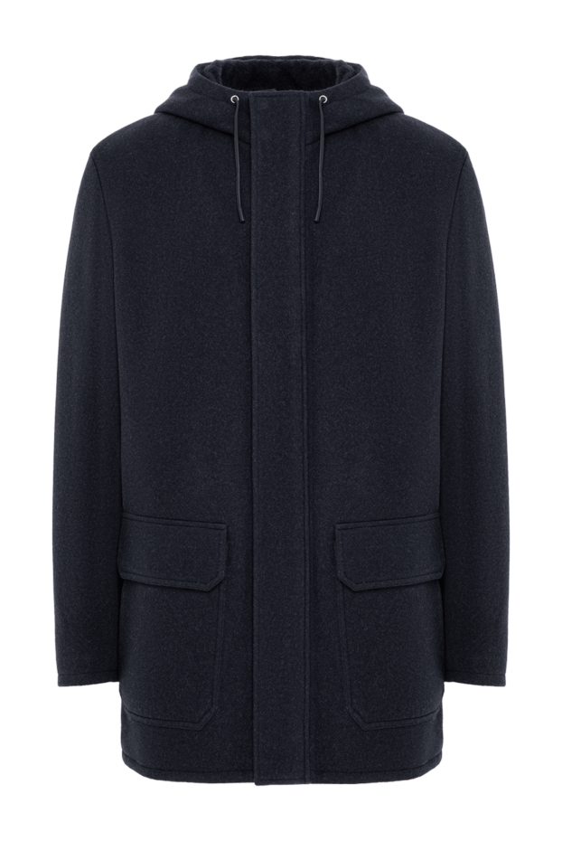 Seraphin dark blue cashmere parka with fur hood and patch pockets 197063 - photo 1