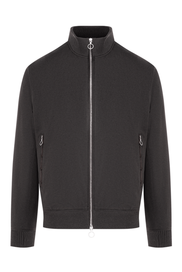 Seraphin dark grey bomber jacket made of premium cashmere with crocodile leather trim 197066 - photo 1