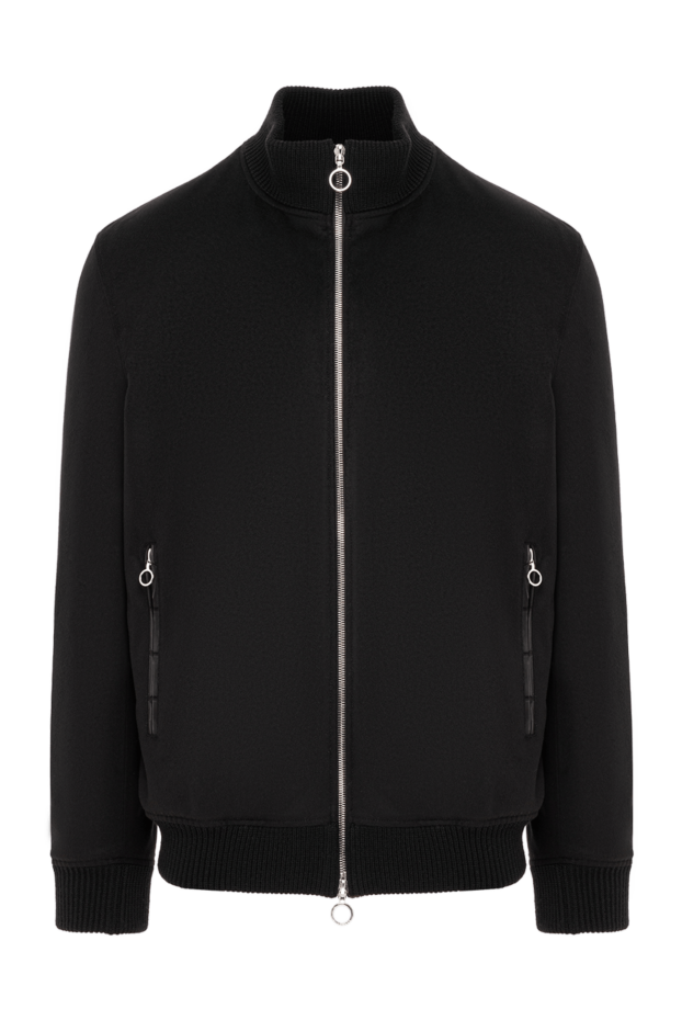 Seraphin black premium cashmere bomber jacket with crocodile leather trim 197067 - photo 1