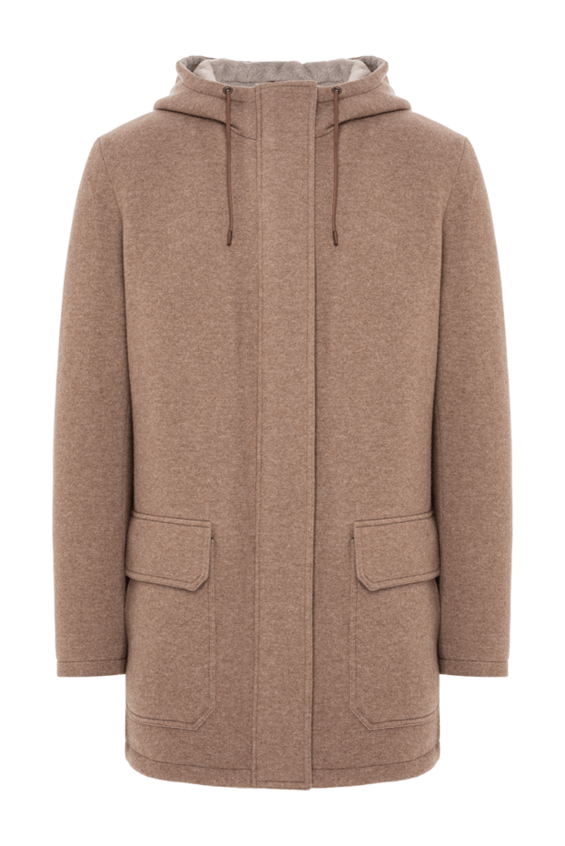 Seraphin coffee-colored cashmere parka coat with fur trim 197068 - photo 1