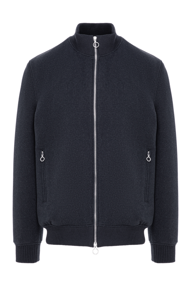 Seraphin blue cashmere bomber jacket with a through zip and knit trim 197070 - photo 1