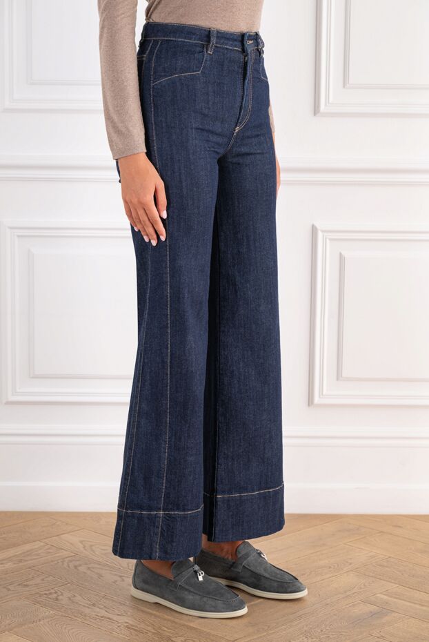 D.Exterior flared jeans in heavyweight indigo denim with contrast stitching 197145 - photo 3