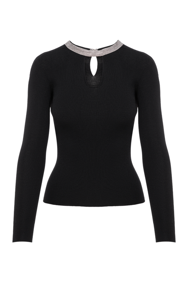 D.Exterior fitted knit jumper in ink black with lurex piping 197147 - photo 1